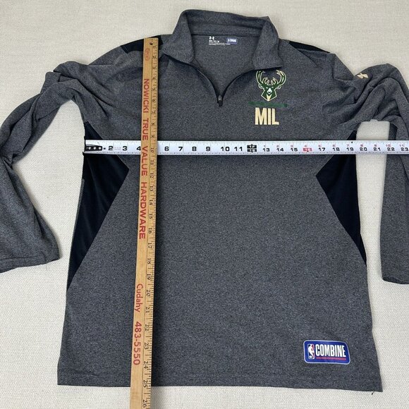 Under Armour Milwaukee Bucks 1/4 Zip Pullover NBA Combine Mens Medium Fitted - Picture 7 of 8
